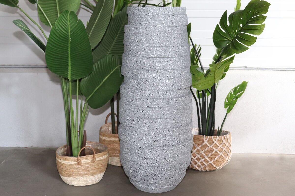 AJ1229 - Ovaler Relieftopf für den Außenbereich - Moai