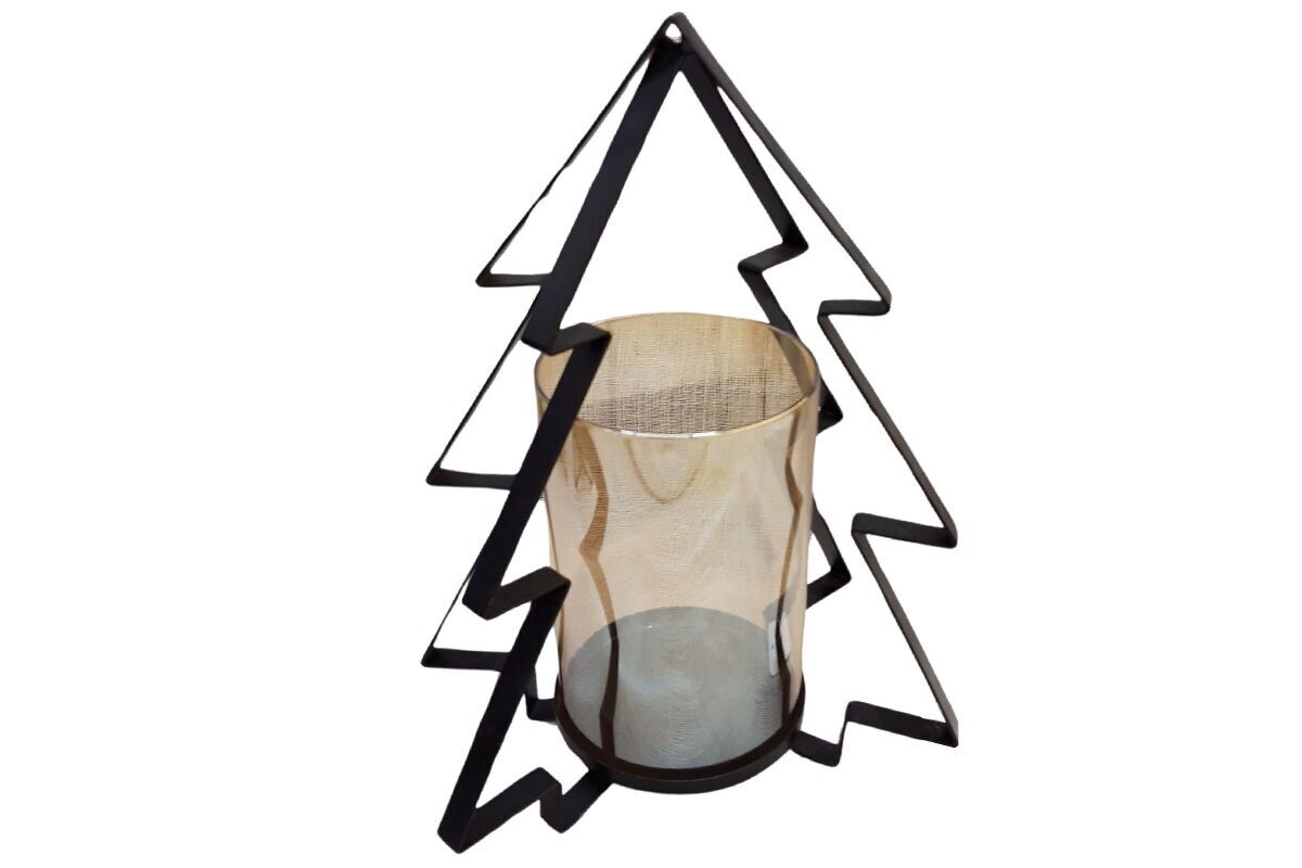 BJ3507 - PORTACANDELE A FORMA DI ALBERO DI NATALE - SCINTILLANTE