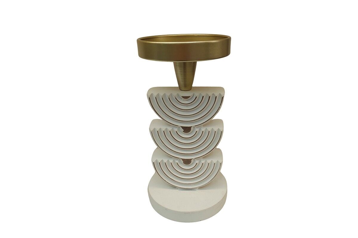 BJ3508 - PORTACANDELE SINGOLO ROTONDO SOVRAPPOSTO IN ORO - SPARKLES