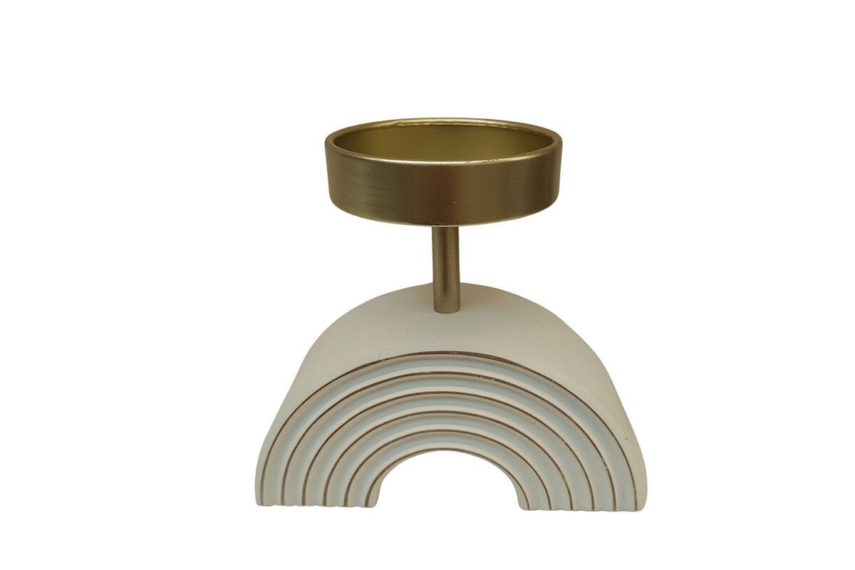 BJ3510 - PORTACANDELE SINGOLO CURVO IN ORO - SPARKLES