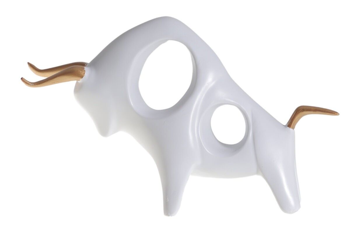 DG3421 – Weiß/Goldene Bullenstatue – Initialen