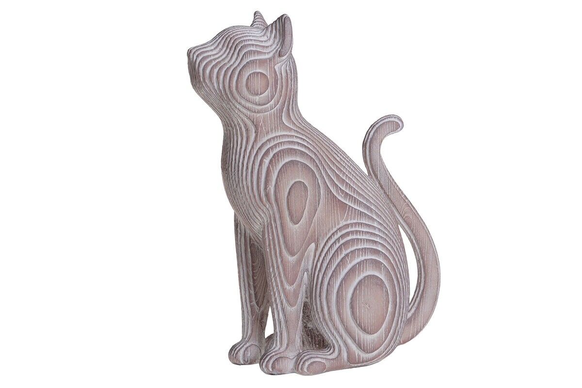 DG3431 - SITZENDE KATZE MIT GEFORMTEM EFFEKT - HASELNUSS