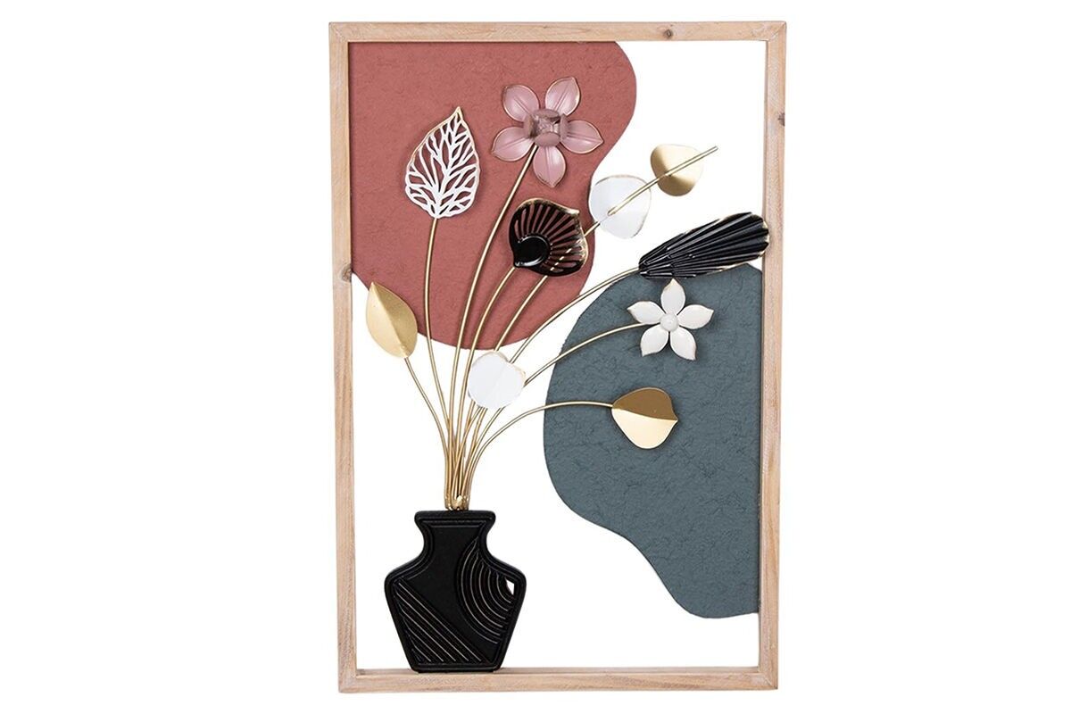 DM1013 - DECORAZIONE PARETE COMPOSIZIONE FLOREALE TERRACOTTA/BLU - BELLE ARTI