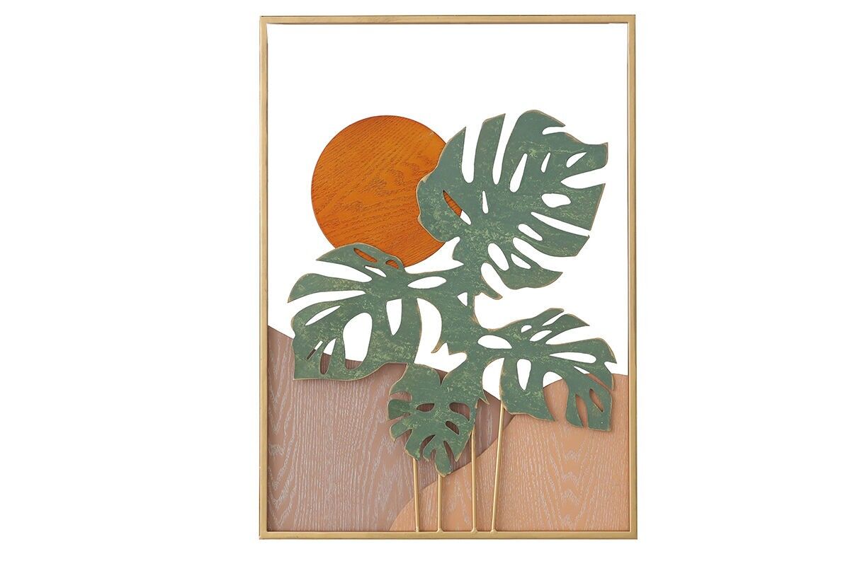 DM1023 - DECORAZIONE DA PARETE IN METALLO/LEGNO MONSTERA - BELLE ARTI