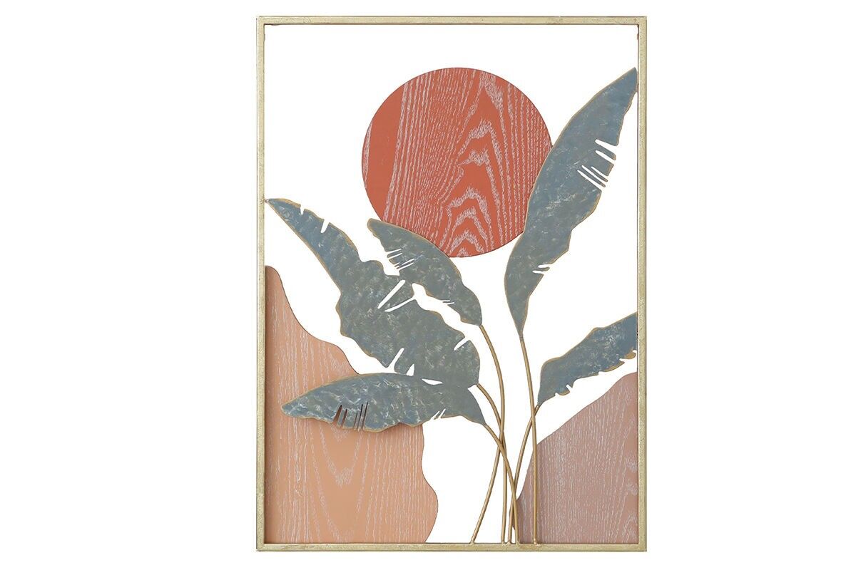 DM1024 - DECORAZIONE DA PARETE IN METALLO/LEGNO DI BANANO - BELLE ARTI