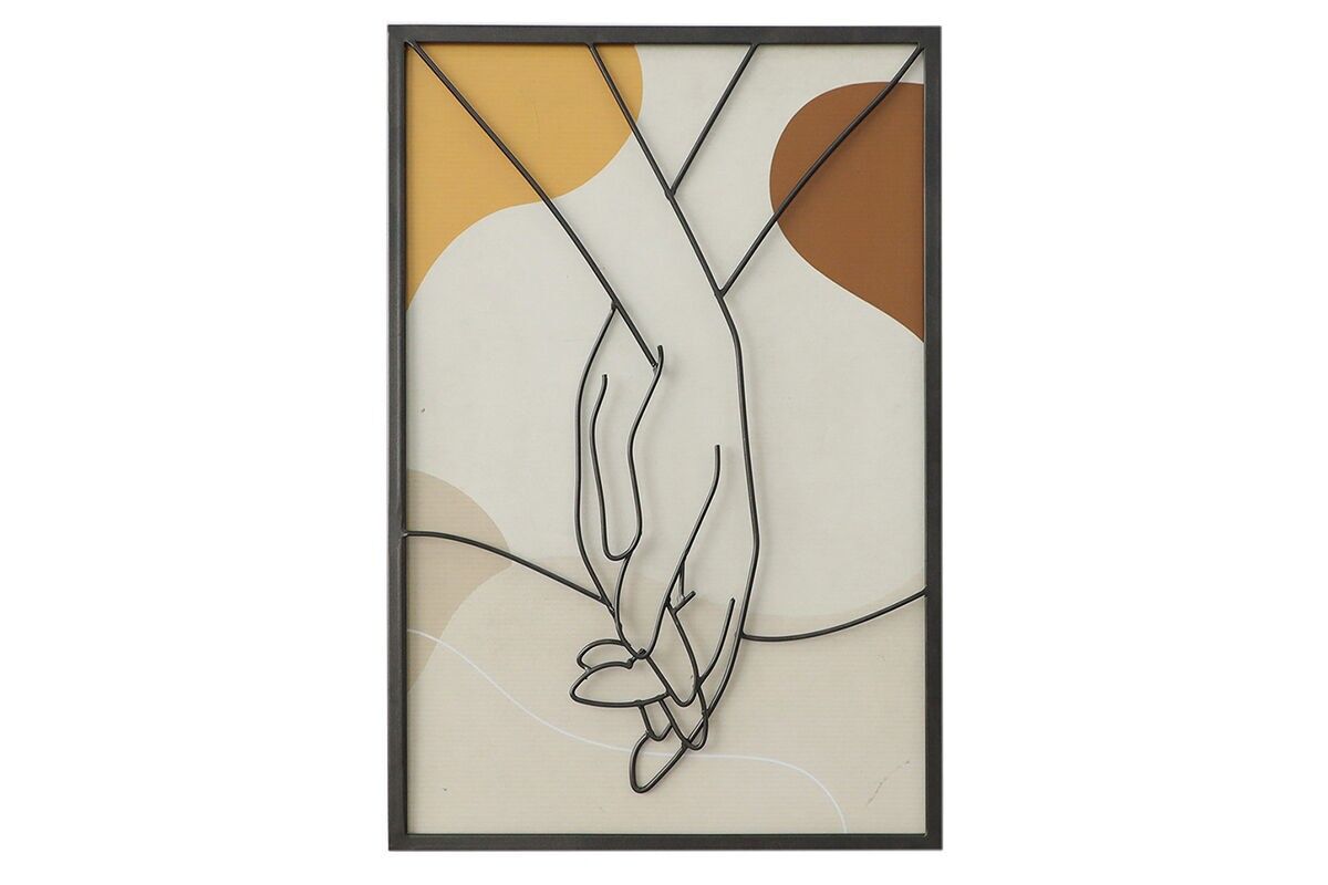 DM1026 - DECORATION MURALE METAL/BOIS MAINS LIEES - BEAUX-ARTS