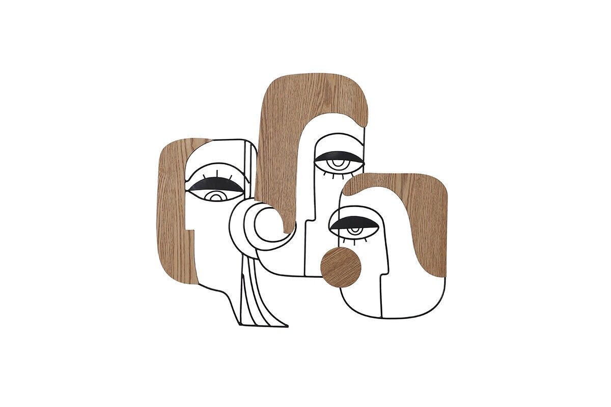 DM1117 - DECORAZIONE PARETE VOLTI METALLO/LEGNO - BELLE ARTI