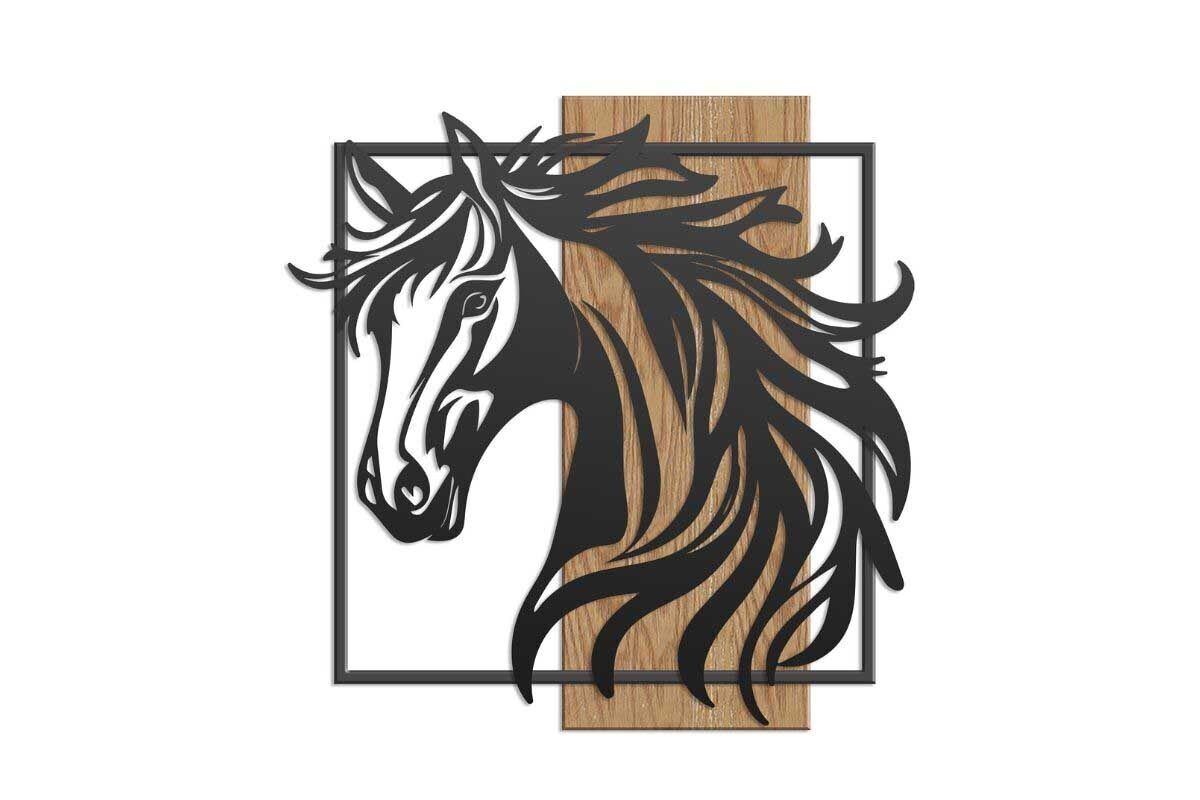 DM1148 - DECORATION MURALE CHEVAL BOIS/METAL  - BEAUX-ARTS