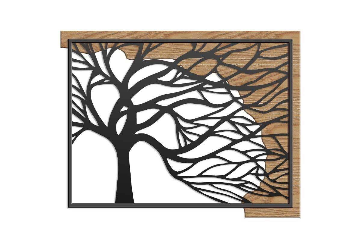 DM1147 - DECORAZIONE DA PARETE QUADRATA ALBERO LEGNO/METALLO - BELLE ARTI