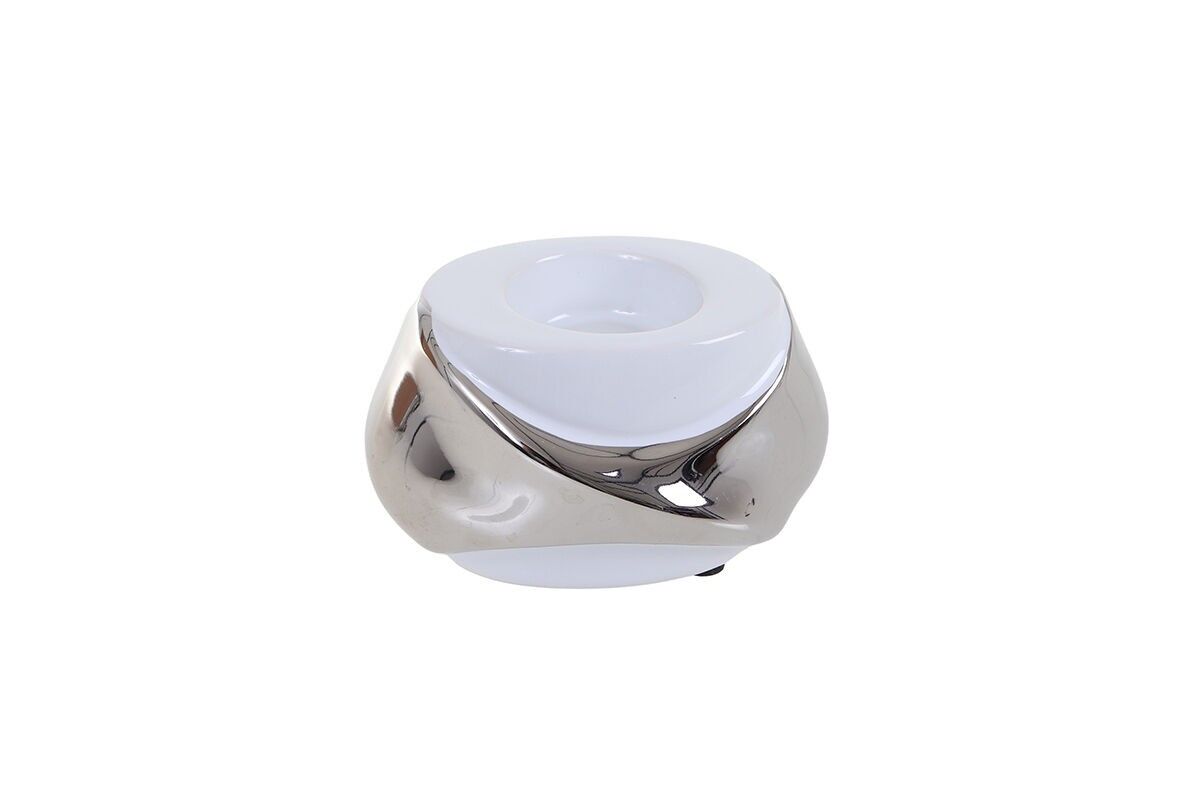 DT2793 - PORTACANDELE BIANCO/ARGENTO - DUALITY