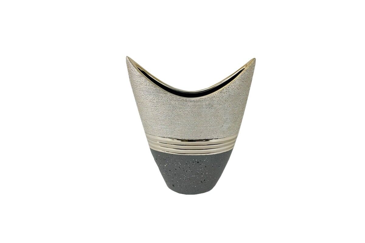 VASO CON COLLO IN CORNO MM TERRAZZO GRIGIO/CHAMPAGNE - EQUINOXE