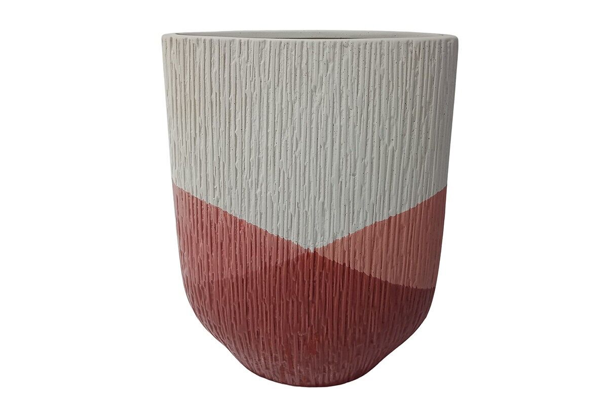 VASO GEOMETRICO IN TERRACOTTA LARGO 24 CM - CROMATO