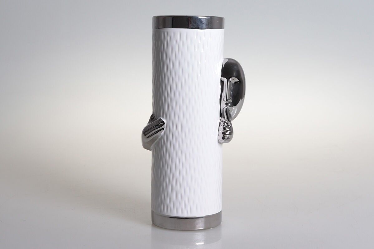 VASO BIANCO/ARGENTO CON VOLTO NASCOSTO - SILHOUETTE