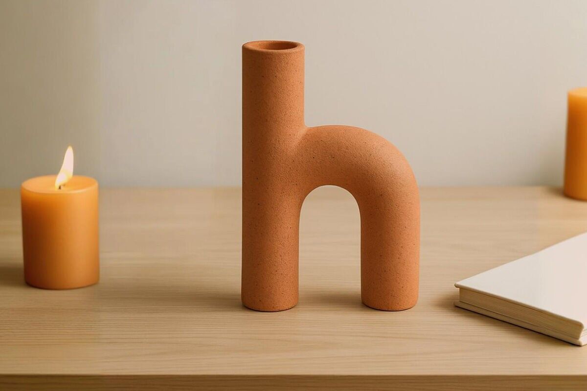 VASO ARCHE CON COLLO ARANCIONE STRUTTURATO - NOMADE