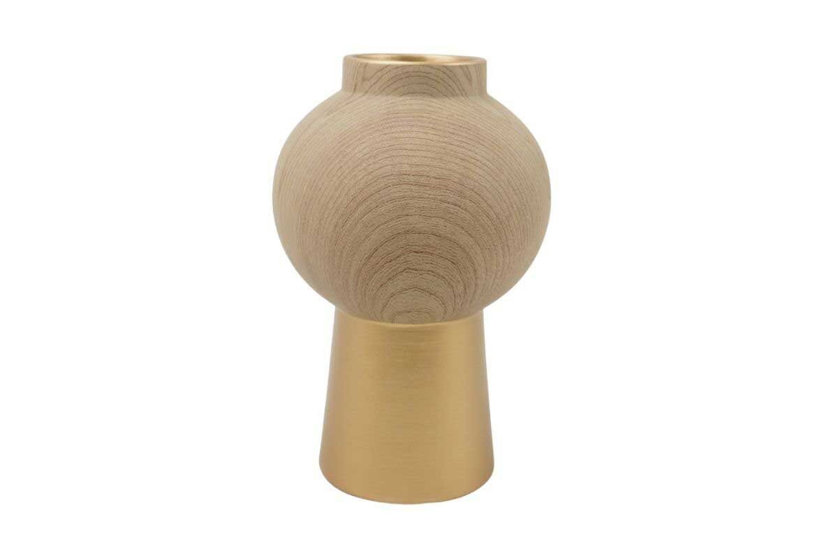 VASO A SFERA IN LEGNO/ORO - CERAMICA - BOHO