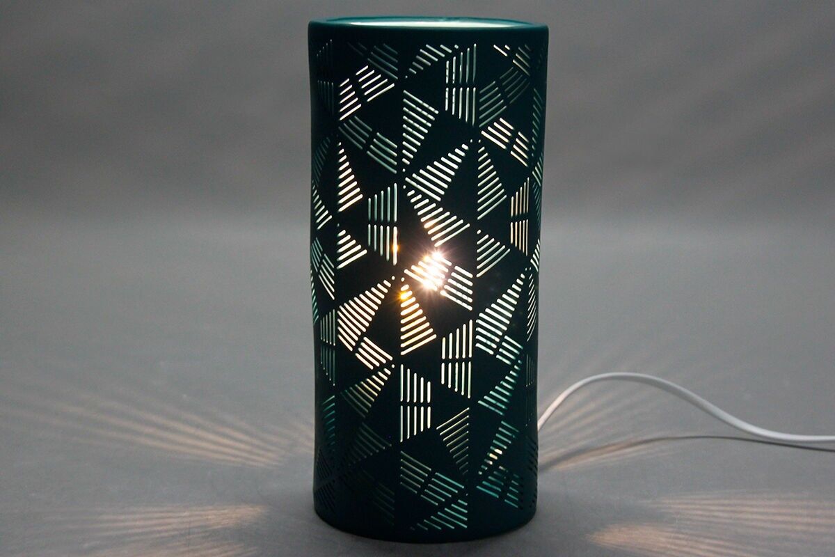 LAMPADA D'ATMOSFERA IN PORCELLANA BLU PETROLIO GEOMETRIK - INTERNO