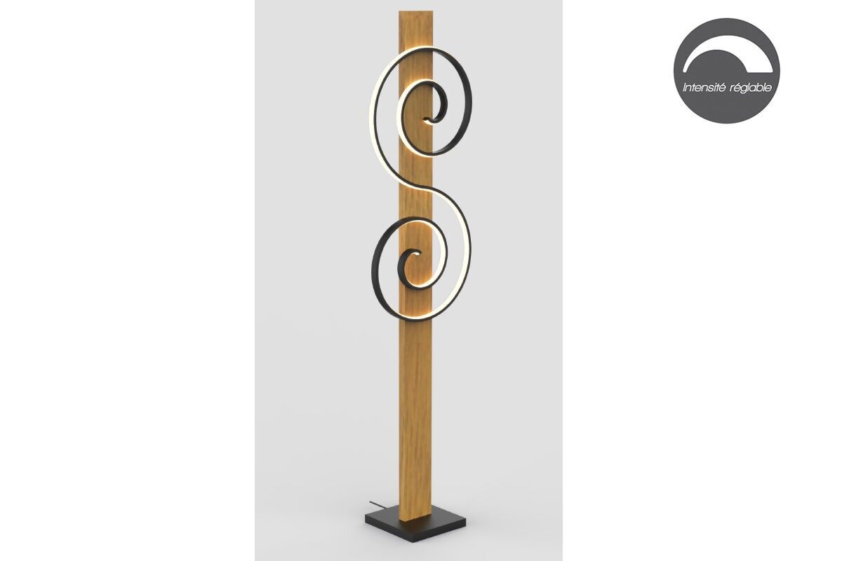 LAMPADA DA TAVOLO A LED LEGNO/ALLUMINIO DOPPIA SPIRALE INTENSITÀ VARIABILE - INTERNO