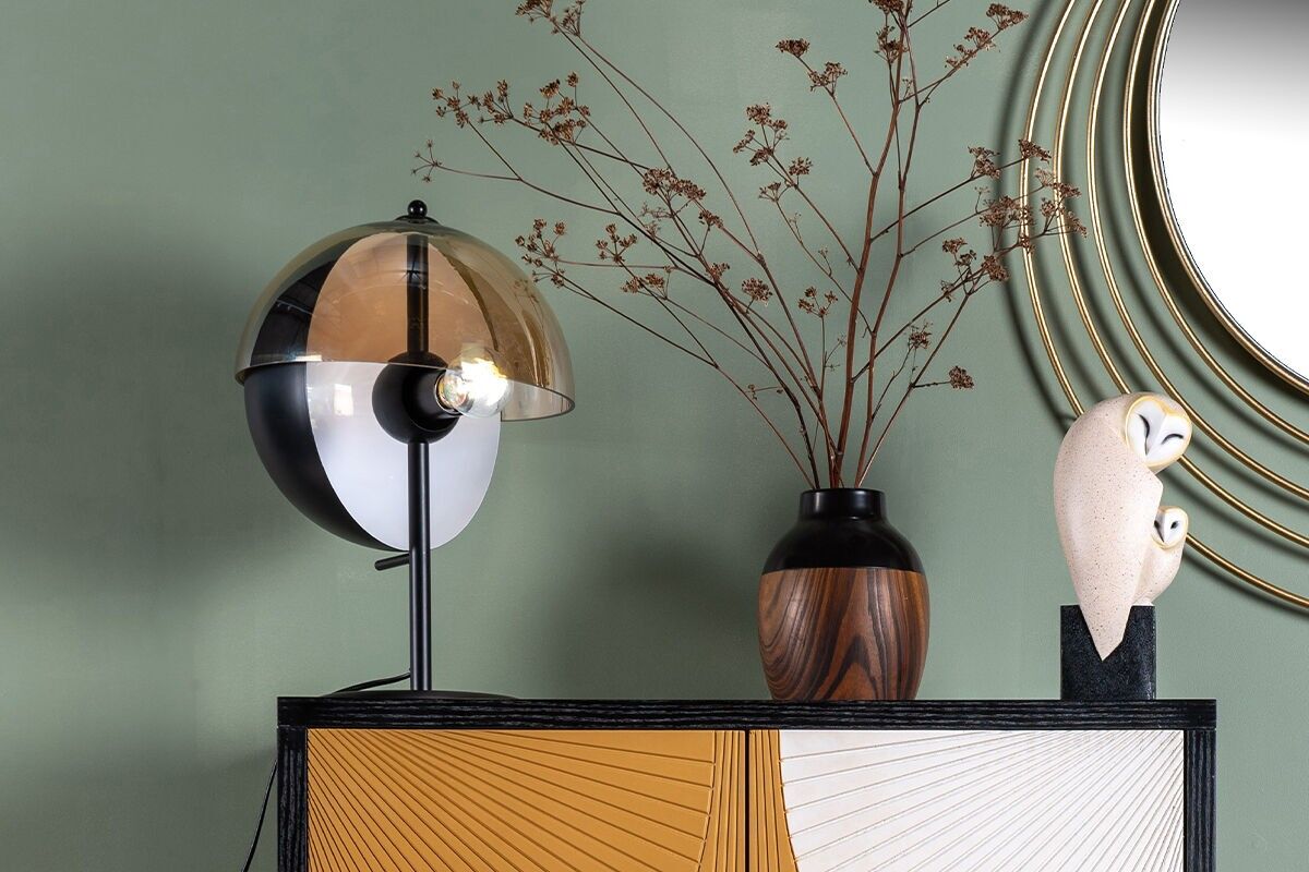 LV2525 - LAMPADA DA TAVOLO GLOBO NERO/ORO - INTERNO