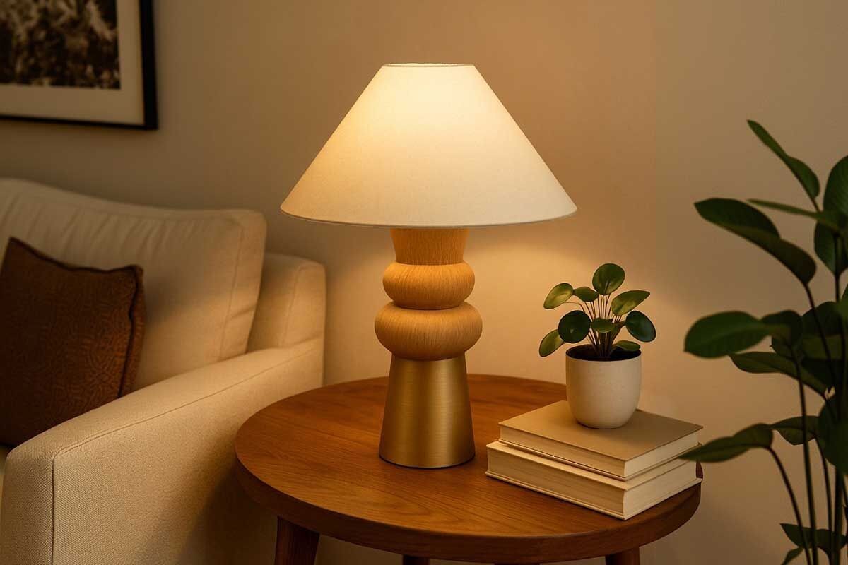 LV2529 - LAMPADA MODERNA IN LEGNO/ORO - CERAMICA - 220-240V/50Hz/E27/40W - BOHO