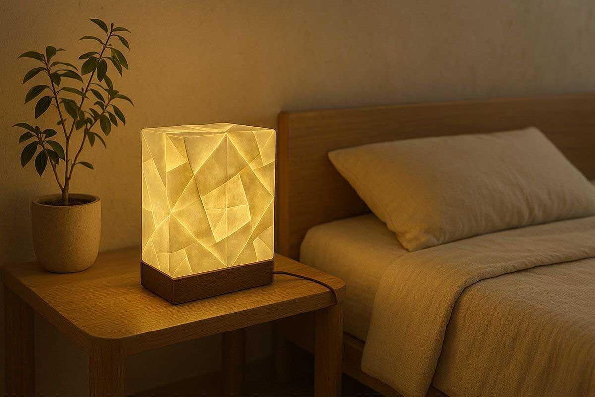 LAMPADA TYVEK HORIZON - PARALUME IN TYVEK PIEGATO A MANO / BASE IN LEGNO DI MANGO - 220-240V/50Hz/E27/11W - INTERNO