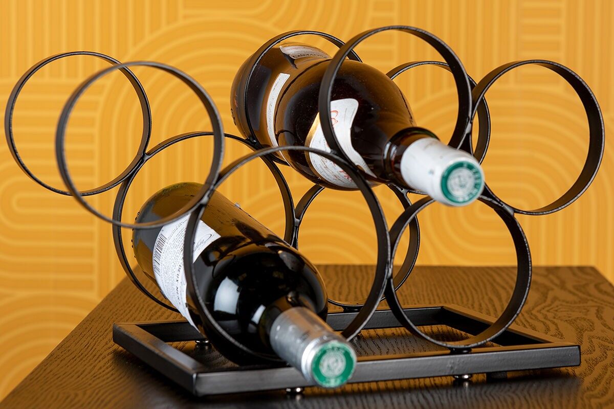 MA3813 - PORTABOTTIGLIE AD ANELLO NERO PER 6 BOTTIGLIE - PREMIUM