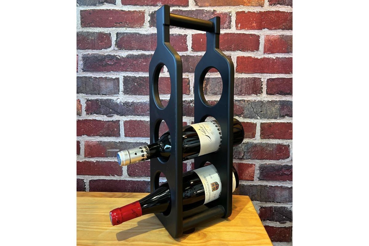 MA3839 - PORTABOTTIGLIE A 3 SCOMPARTI CON MANICO NERO - PREMIUM