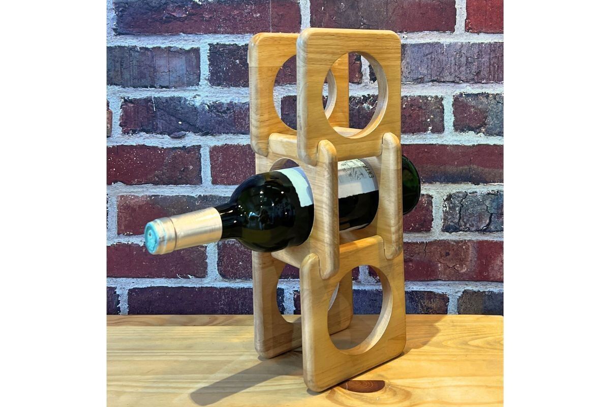 MA3842 - PORTABOTTIGLIE IN ACACIA A 3 SCOMPARTI - PREMIUM