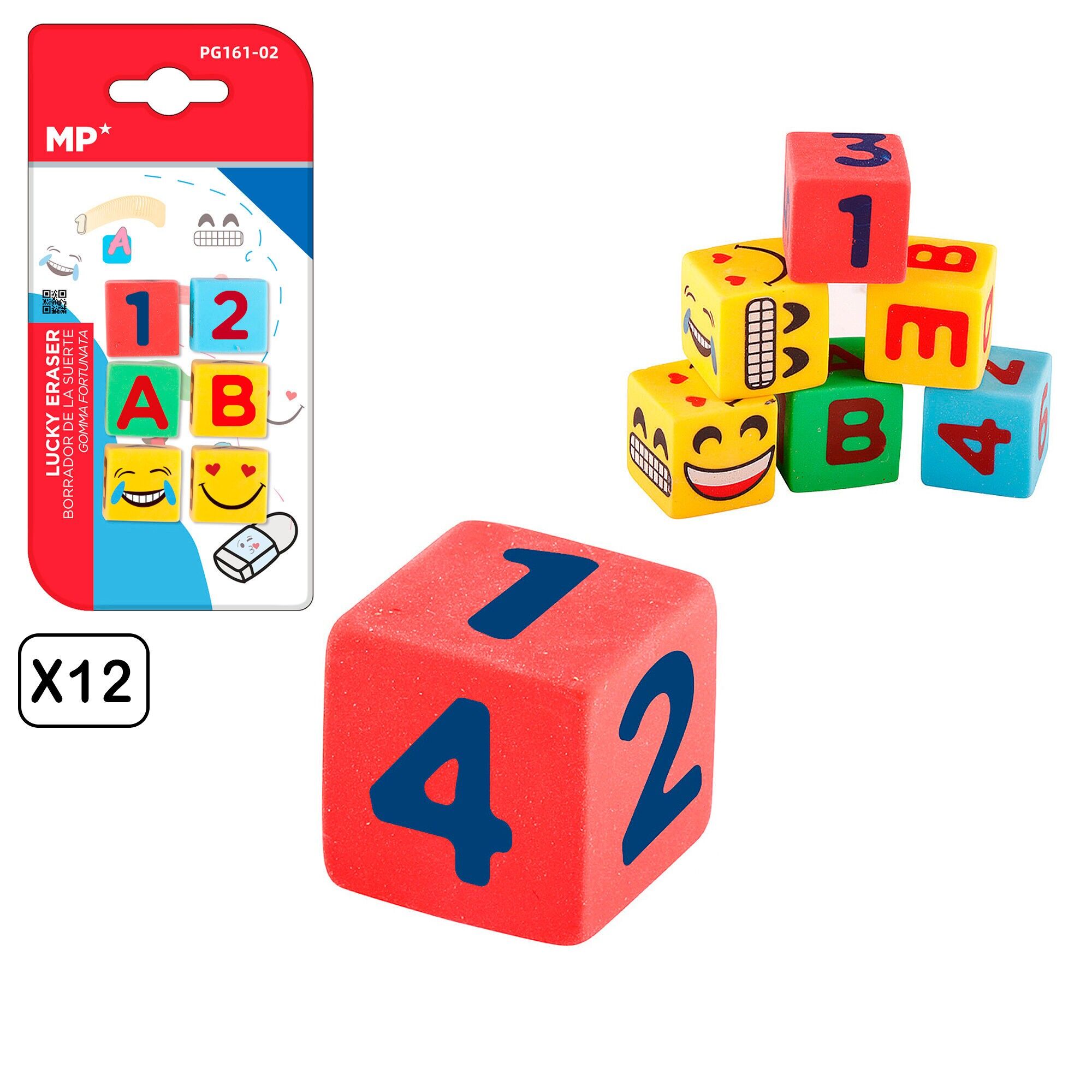 12 PAQUETS DE GOMMES CRÉATIVES EN FORME DE DÉS DESIGN B 6 PCS. Couleur : Multicolore