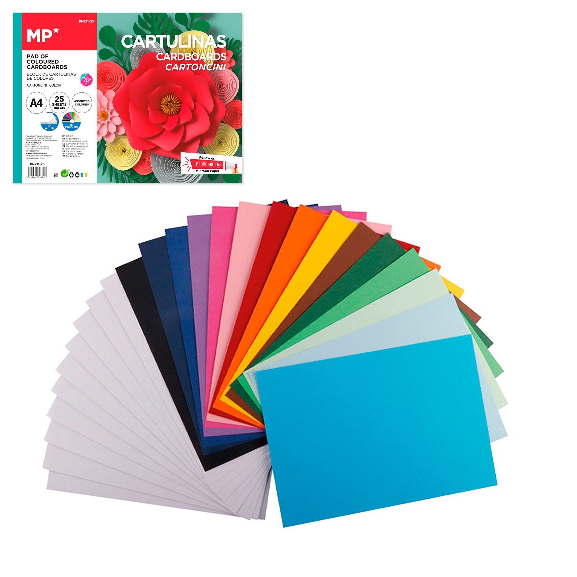 BLOCCO CARTONE COLORATO A4 25 FOGLI 180 g Colore: Casuale