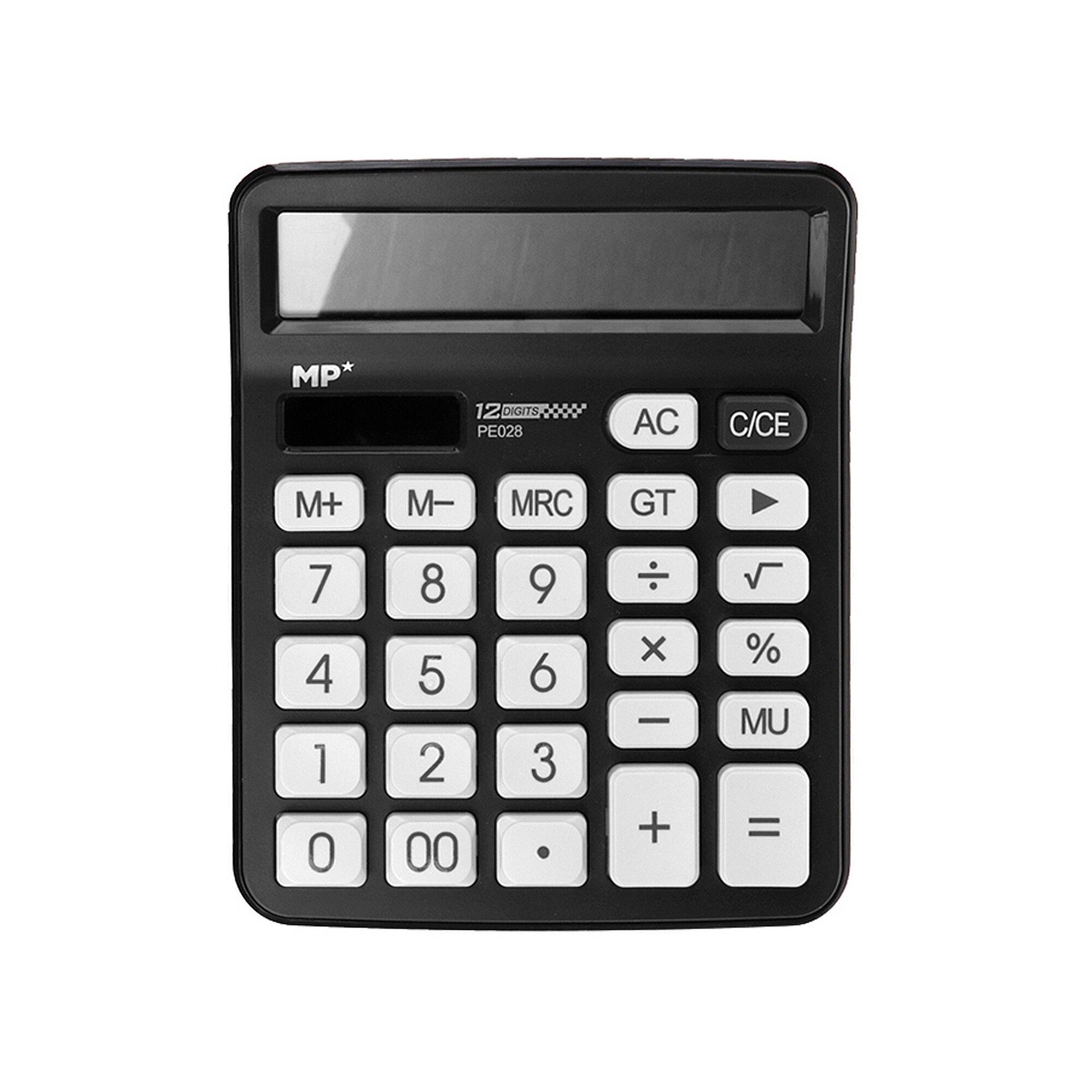 CALCOLATRICE SOLARE E A BATTERIA NERA Colore: Nero