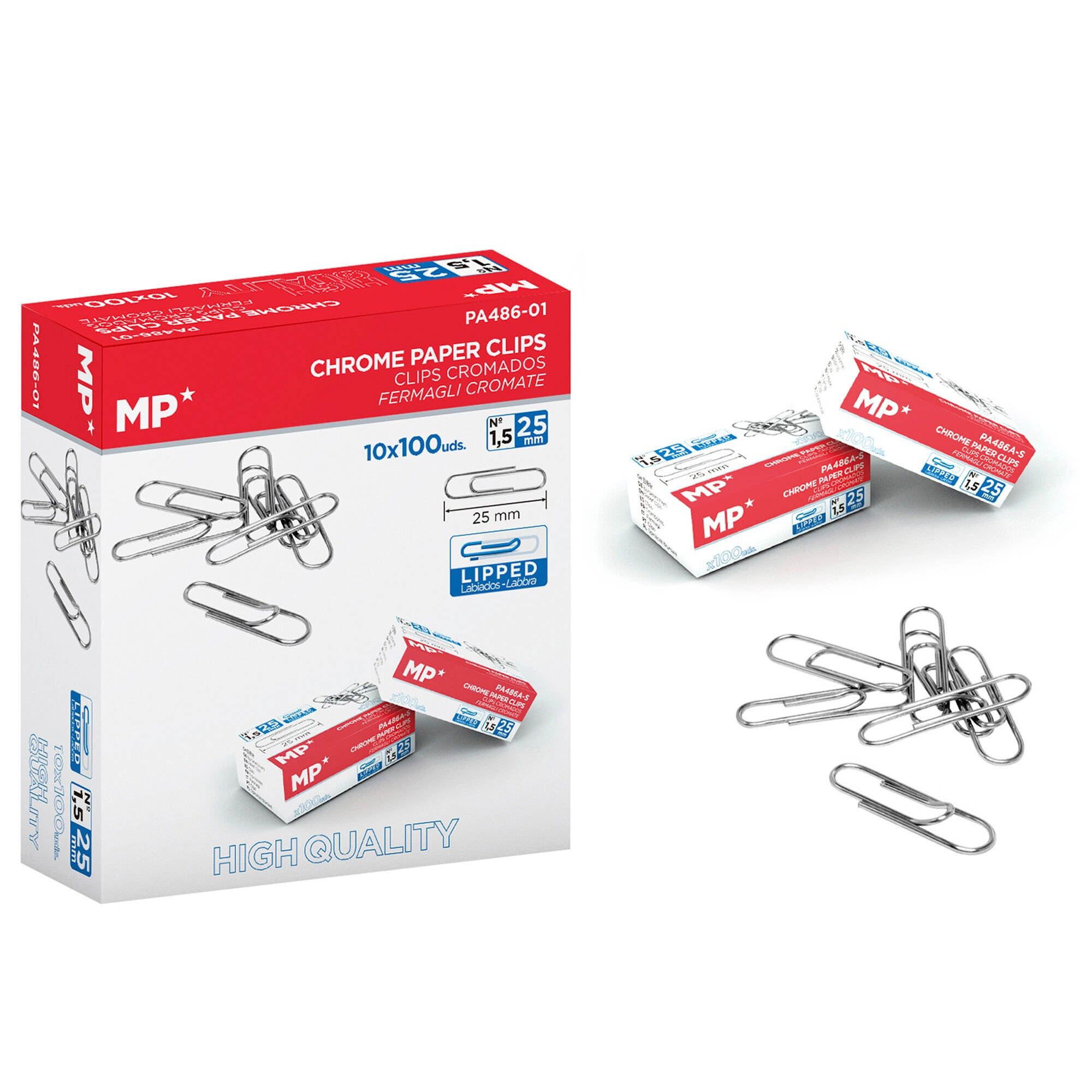 CLIPS CROMATI 25 mm SCATOLA 100 PZ.x 10 Colore: Argento