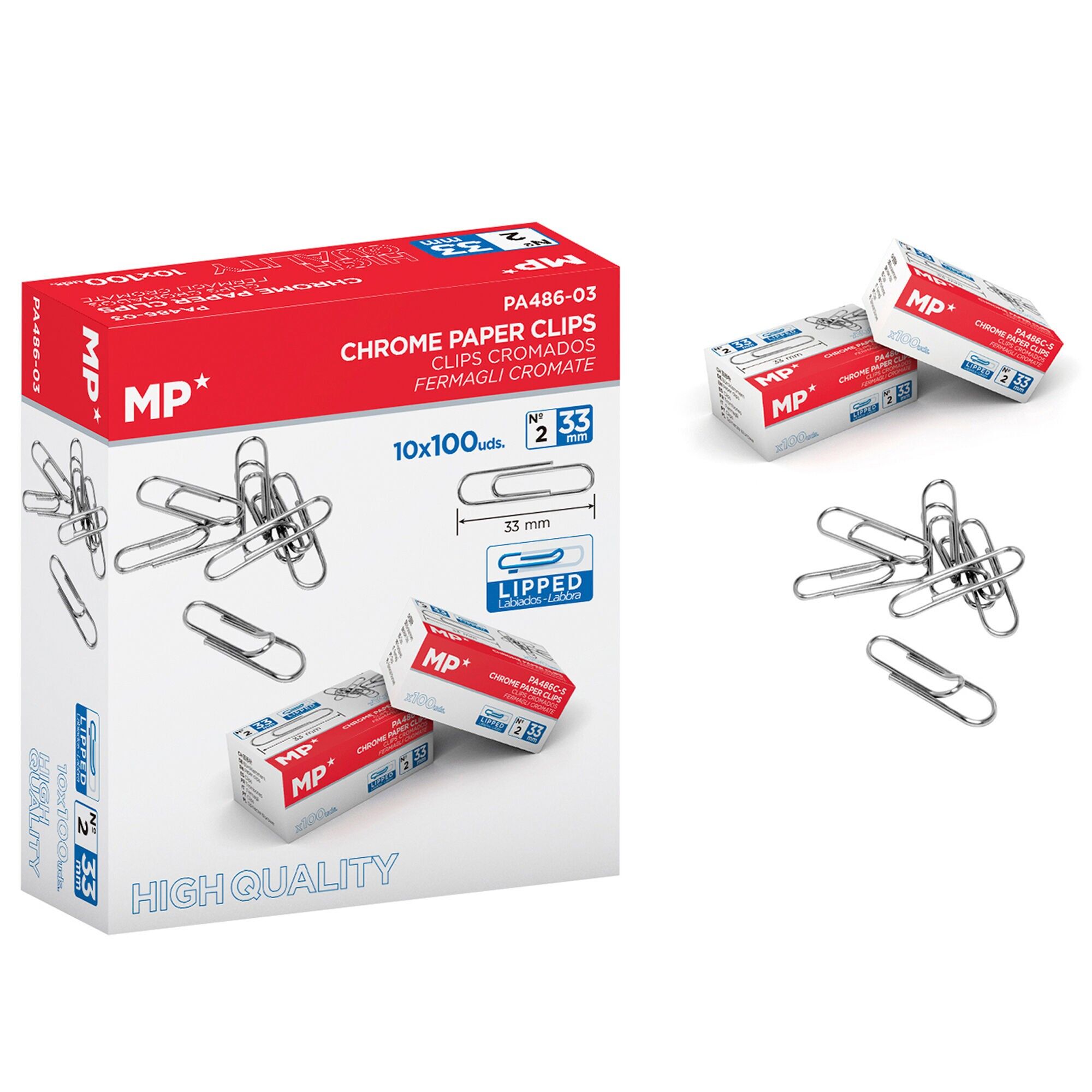 CLIPS CROMATI 33 mm SCATOLA 100 PZ.x 10 Colore: Argento