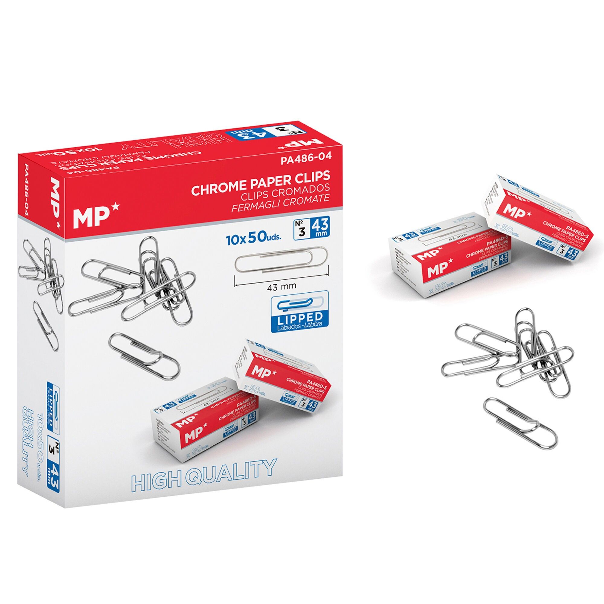 CLIP CROMATE 43 mm SCATOLA 50 PZ.x 10 Colore: Argento