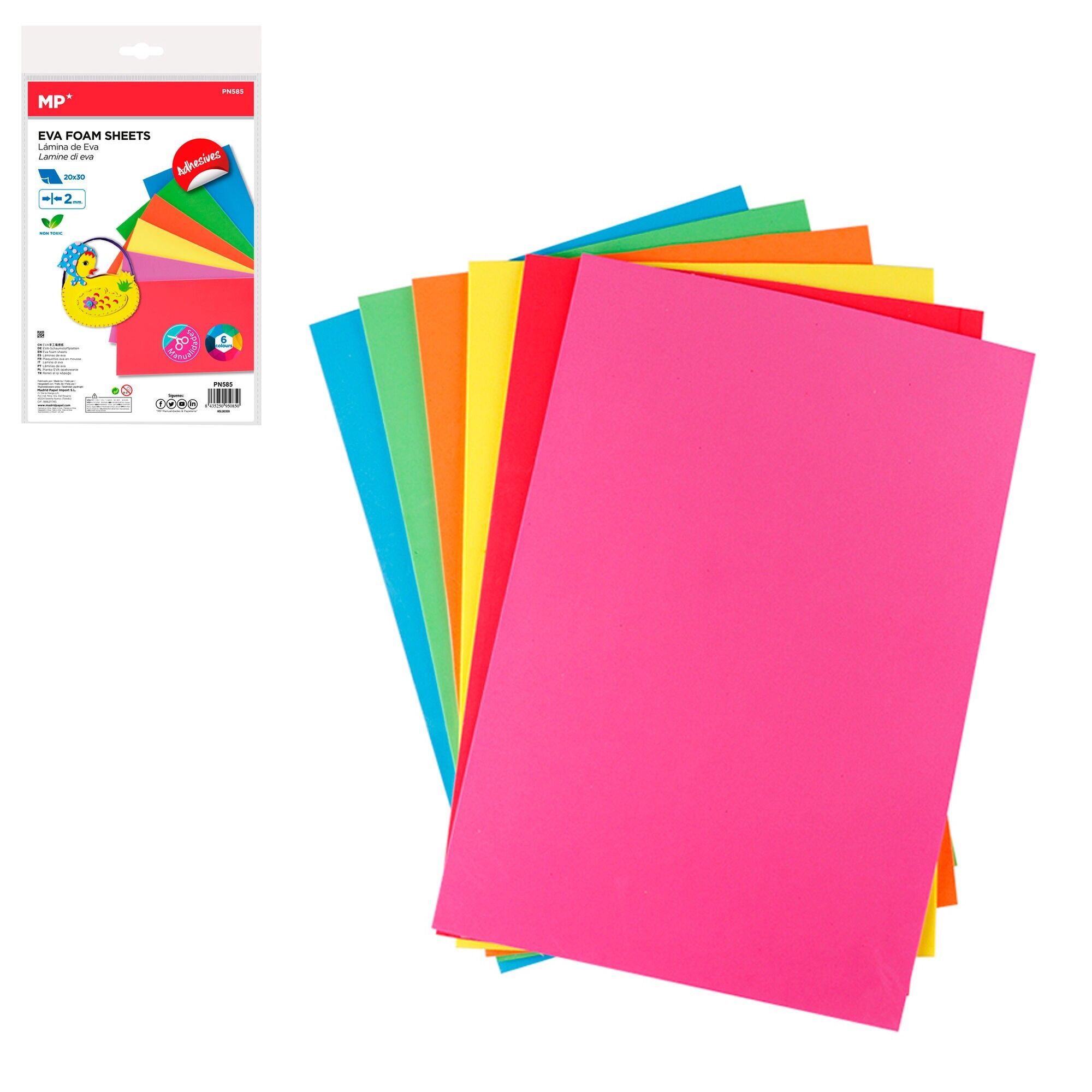 SCHIUMA EVA CON ADESIVO 6 PEZZI.20 x 30 cm Colore: Casuale