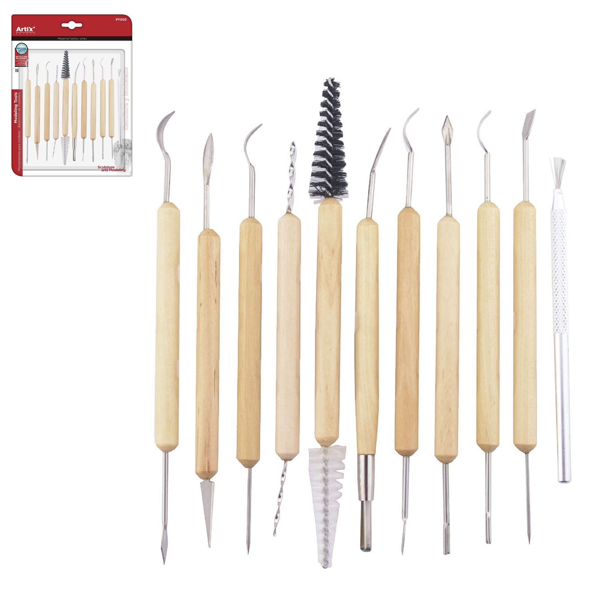 ENSEMBLE D'OUTILS AVEC MANCHE EN BOIS 11 PIÈCES Couleur : Bois