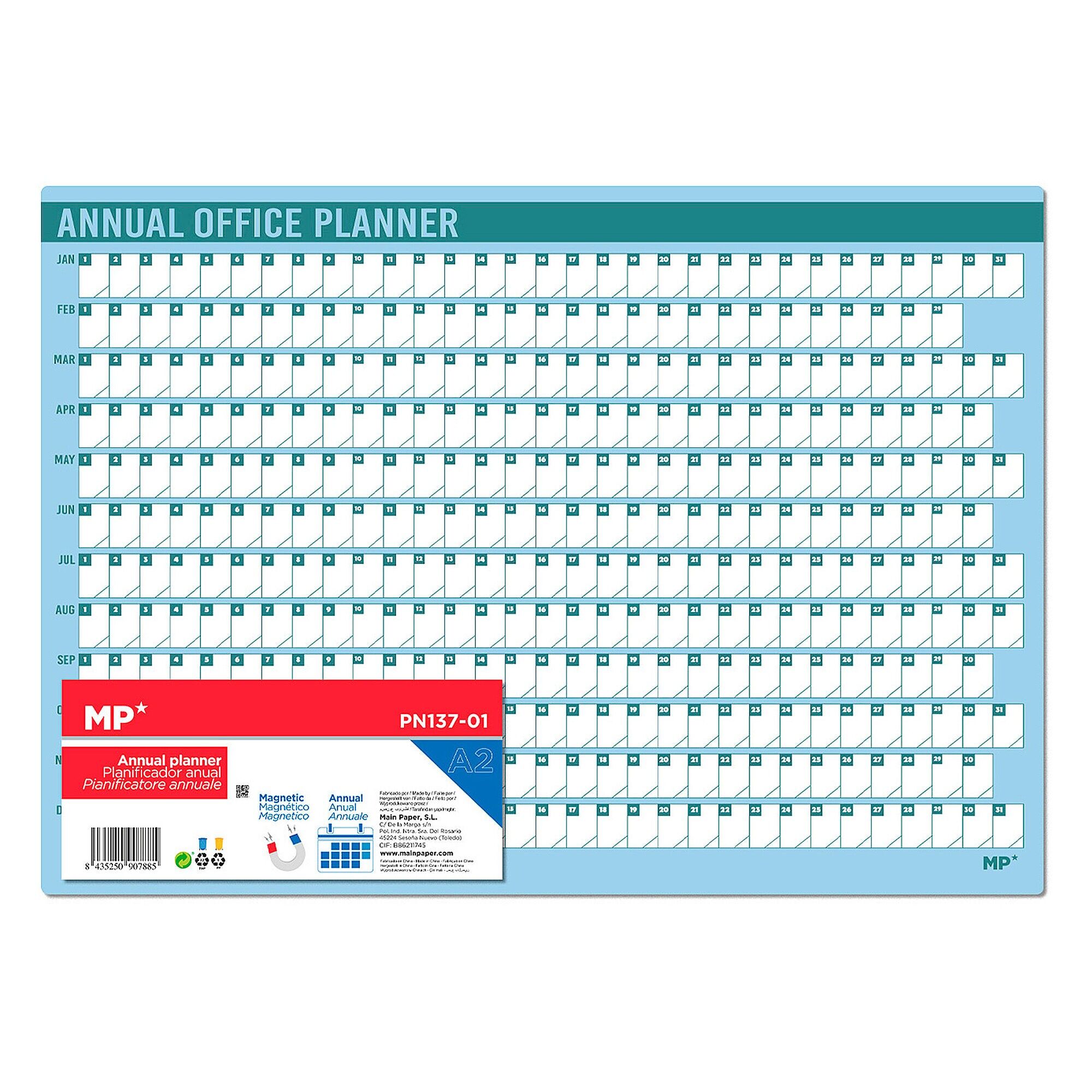 Magnetischer Wochenplaner A2 Farbe: Blau