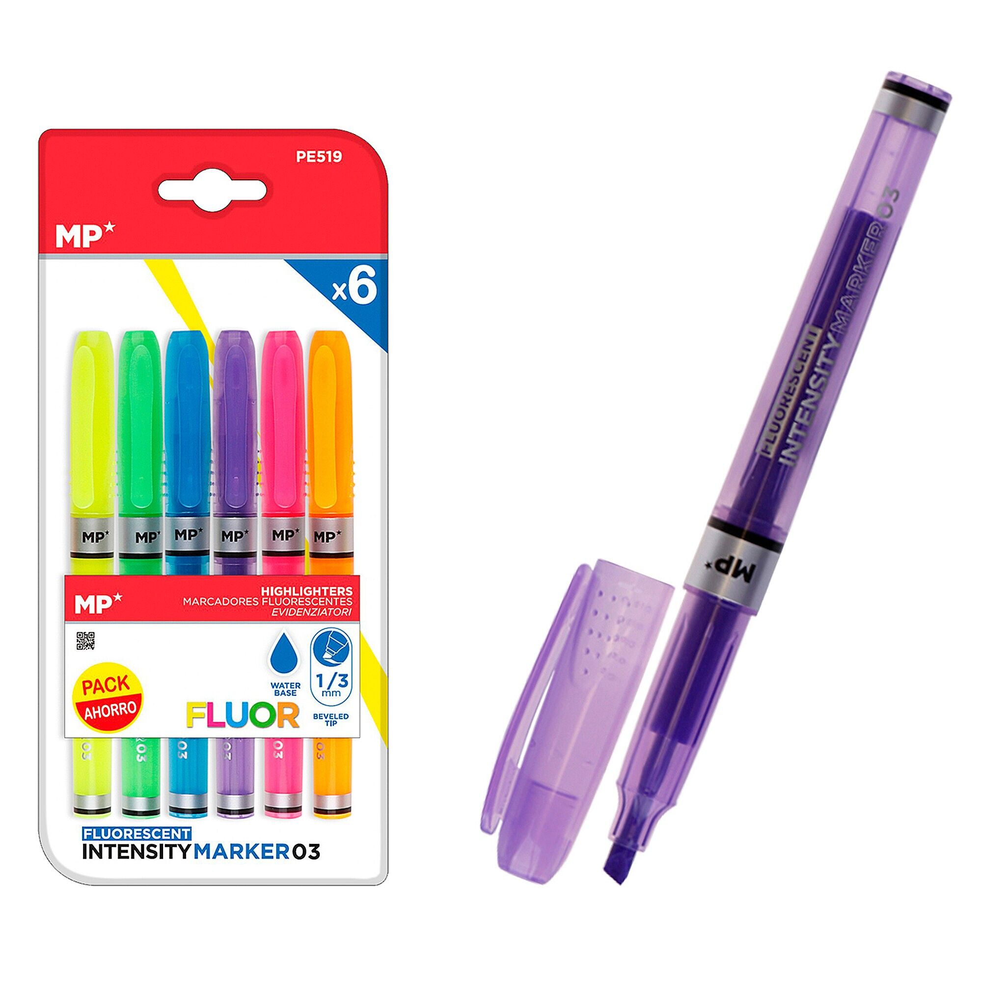 Pennarello fluorescente con corpo trasparente, 6 unità.CONFEZIONE RISPARMIO Colore: Casuale