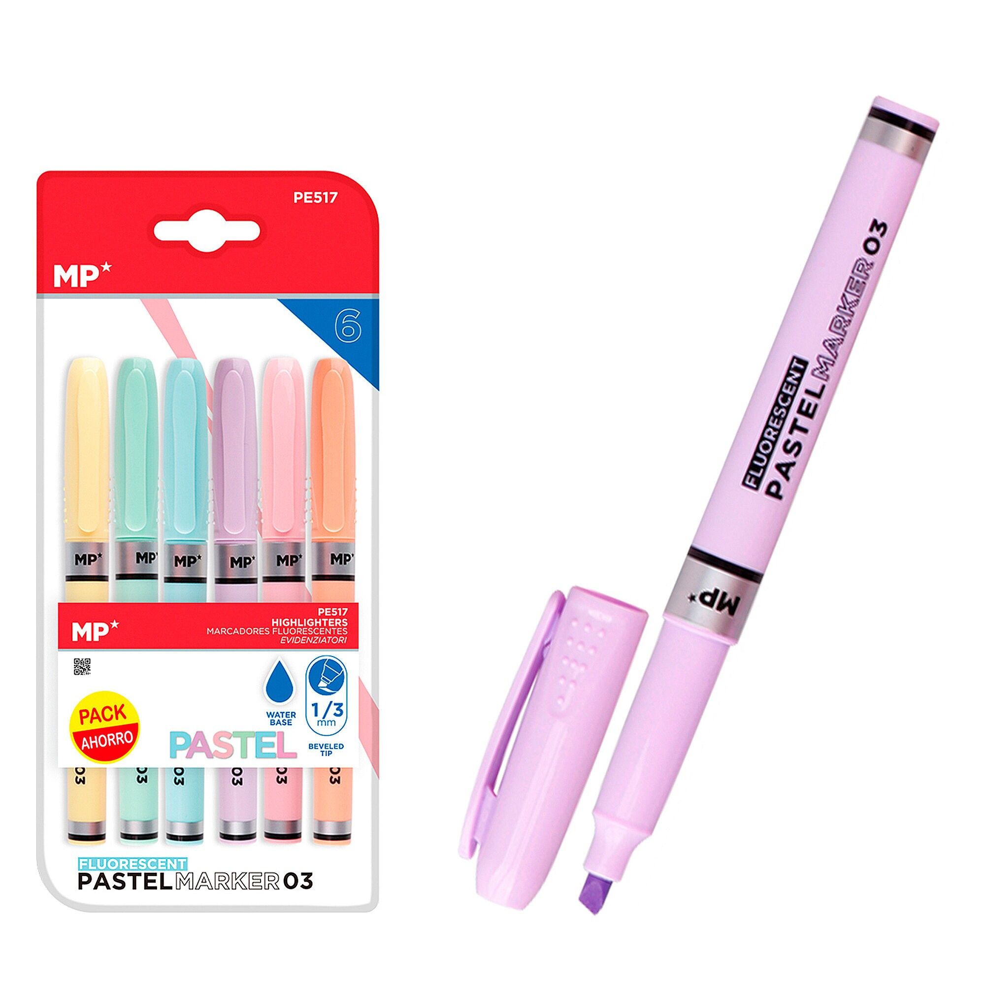 PENNARELLO PASTELLO 1/3mm 6 pz.CONFEZIONE RISPARMIO Colore:Multicolore