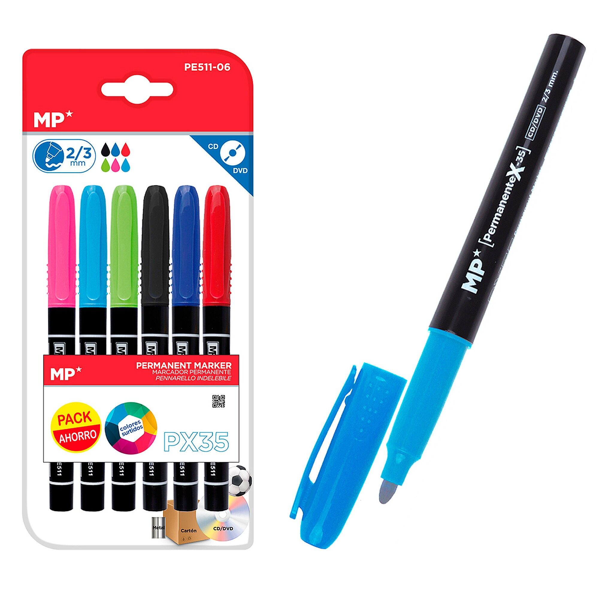 MARCADOR PERMANENTE 6 Uds. PACK AHORRO Color:Multicolor