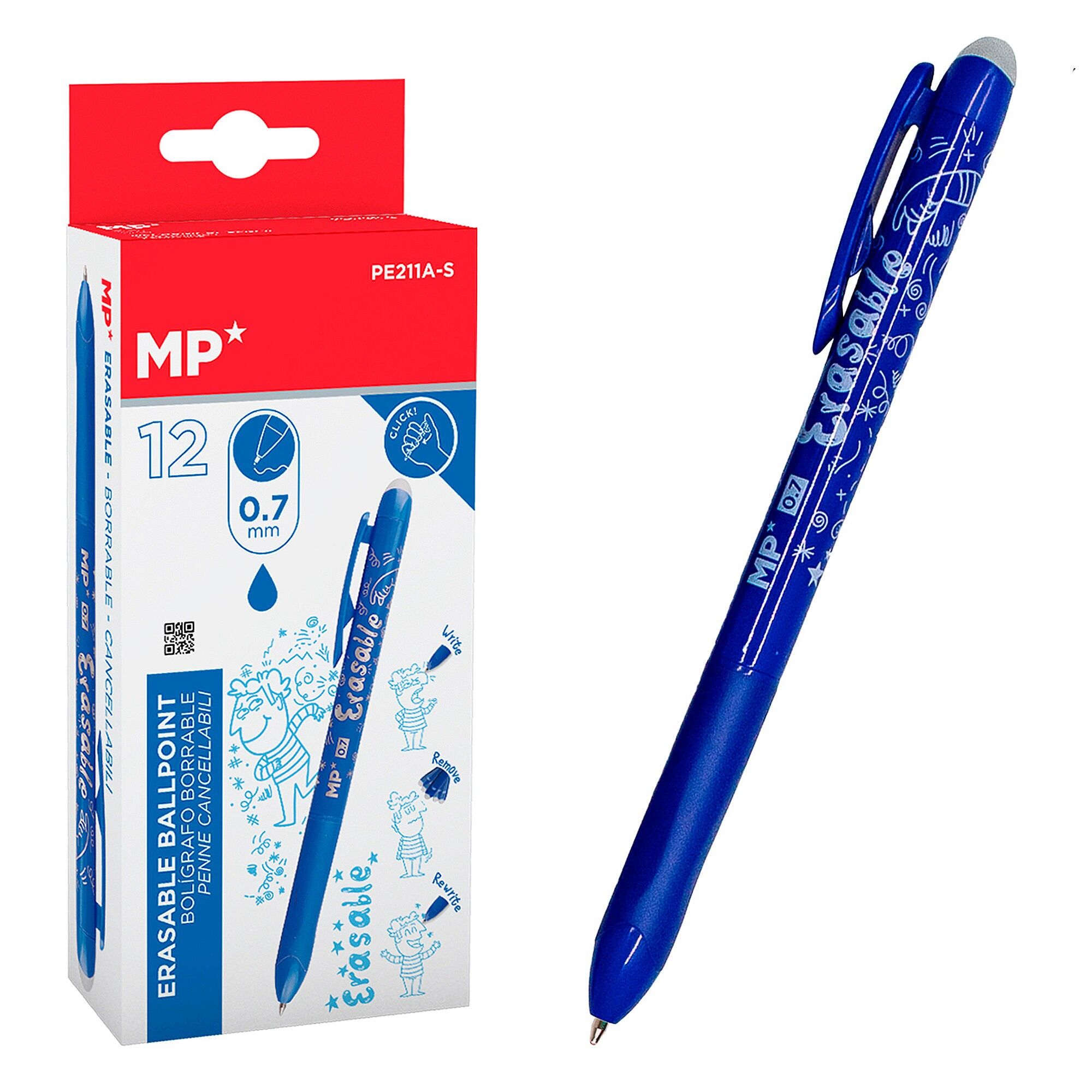 PACK 12 BOLÍGRAFOS  BORRABLE PUNTA 0,7 mm 12 Uds. 