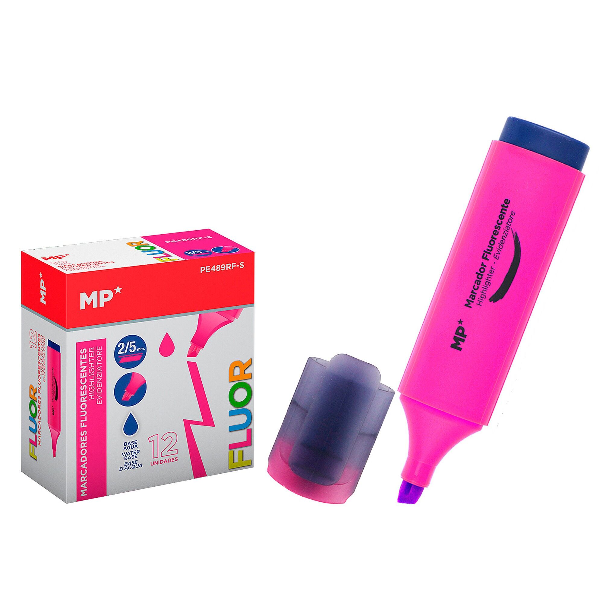 PACK 12 MARCADORES  FLUORESCENTE ROSA Color:Rosa