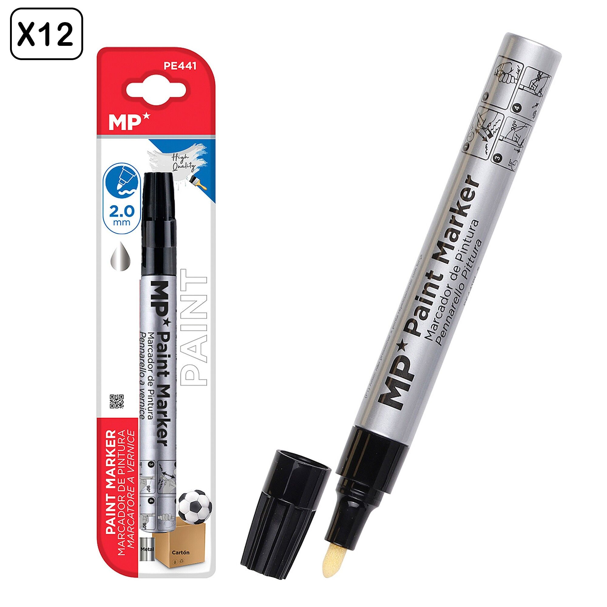 PACK 12 MARCADORES  DE PINTURA PLATA Color:Plata