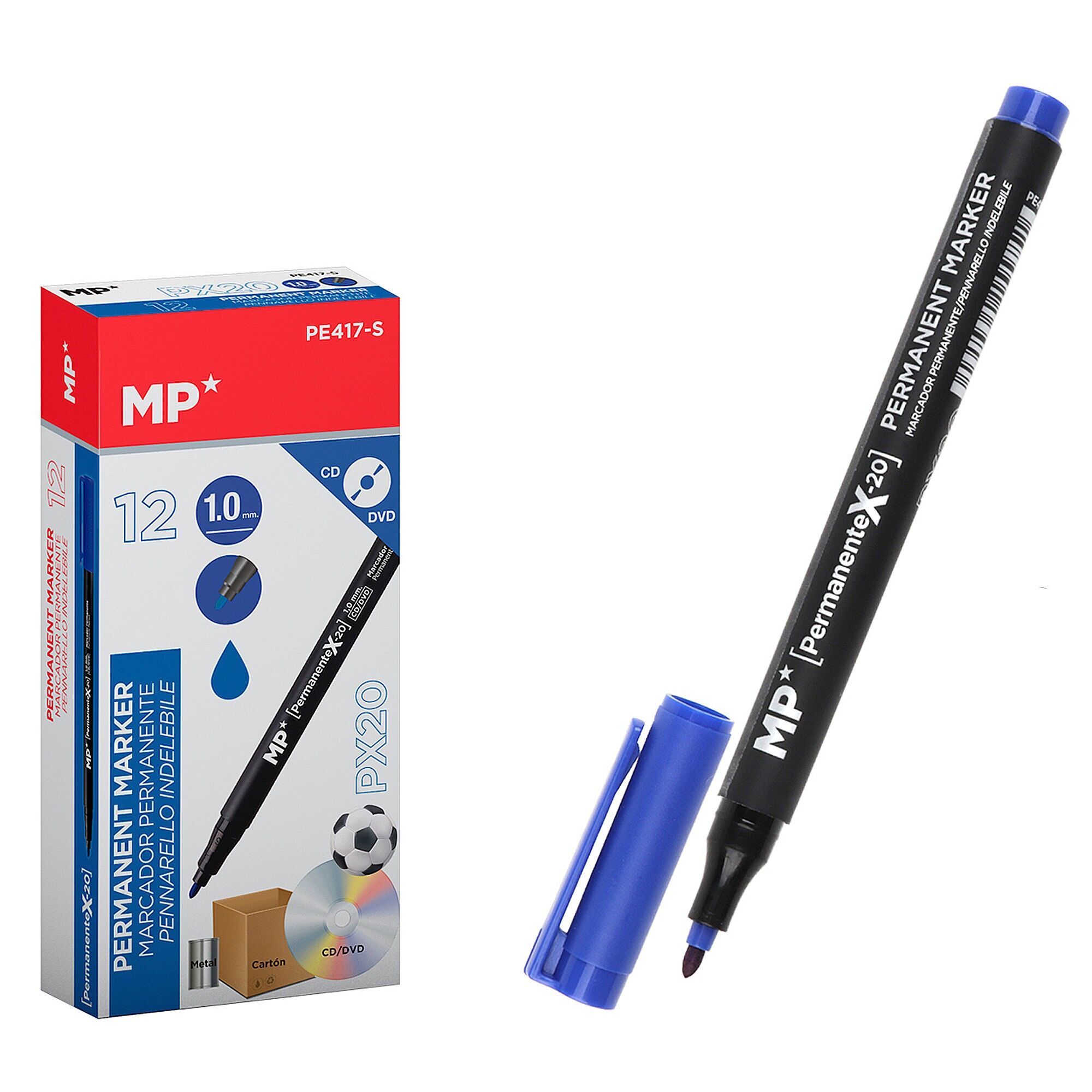 PACK 12 MARCADORES PERMANENTES CD PUNTA MEDIA