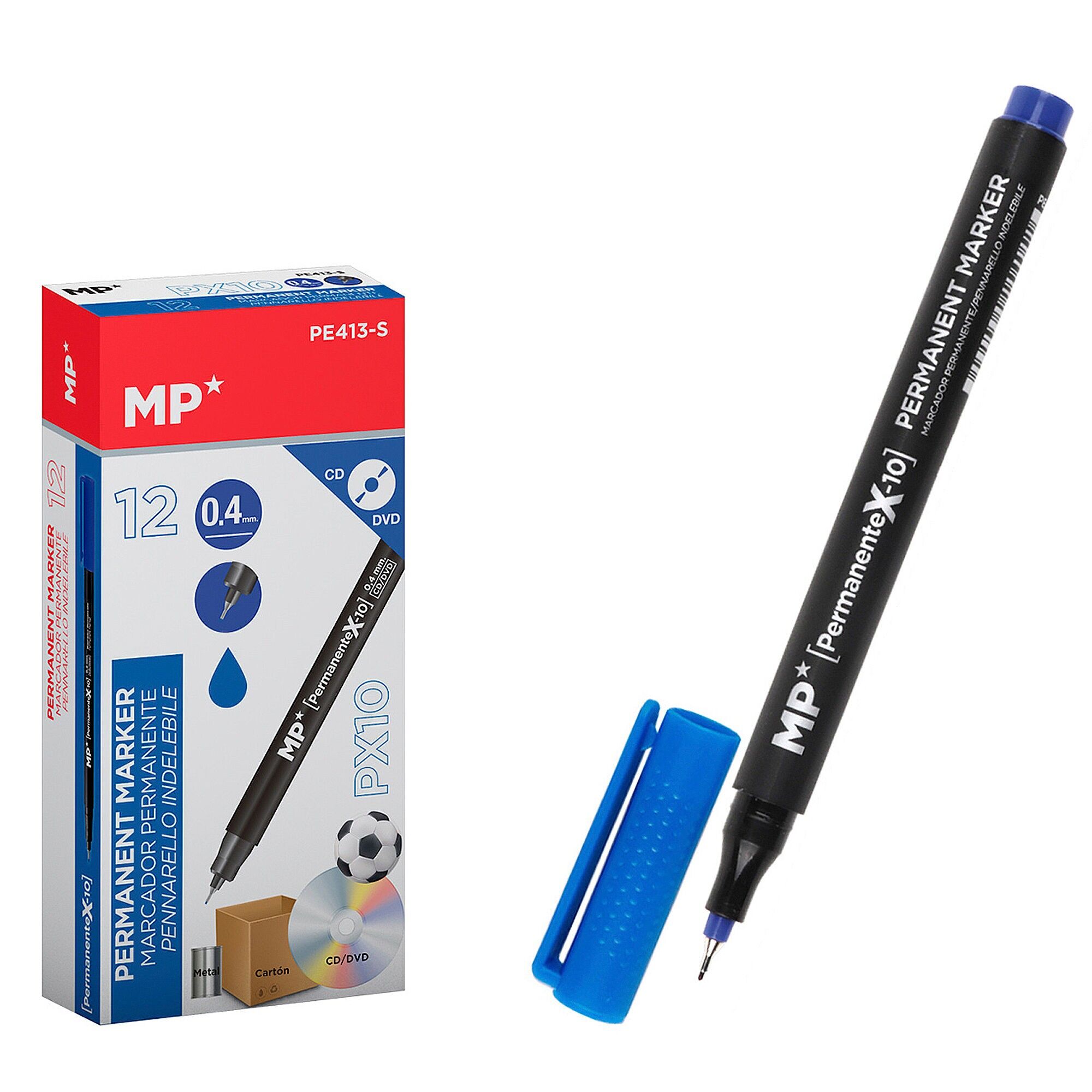 PACK 12 MARCADORES PERMANENTES CD PUNTA FINA 