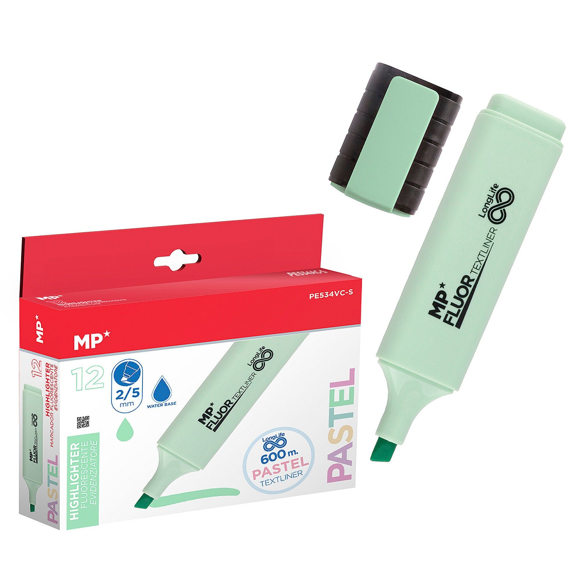 PACK 12 MARCADORES LONG LIFE PASTEL 