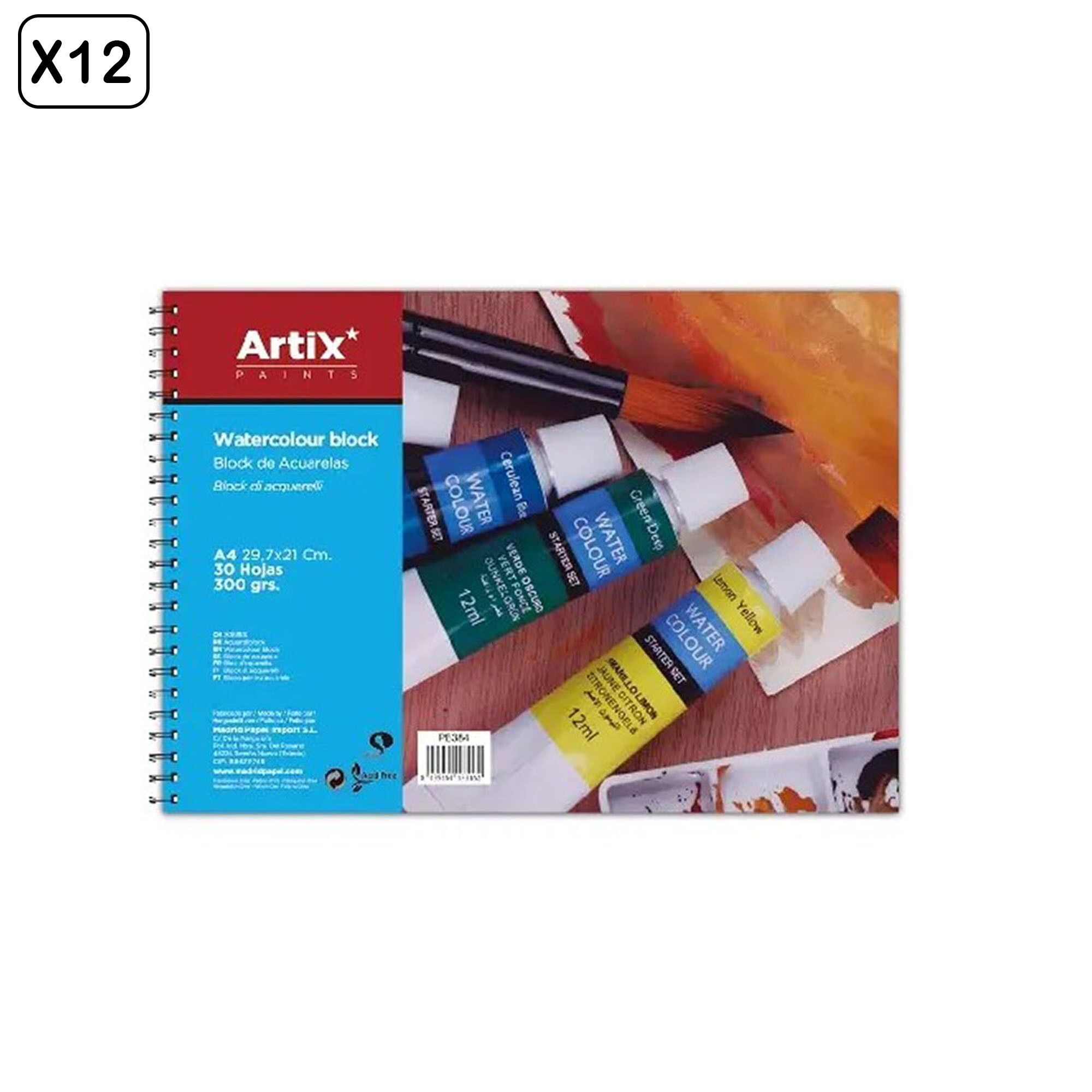 12er-Pack Aquarellblöcke, 30 Blatt