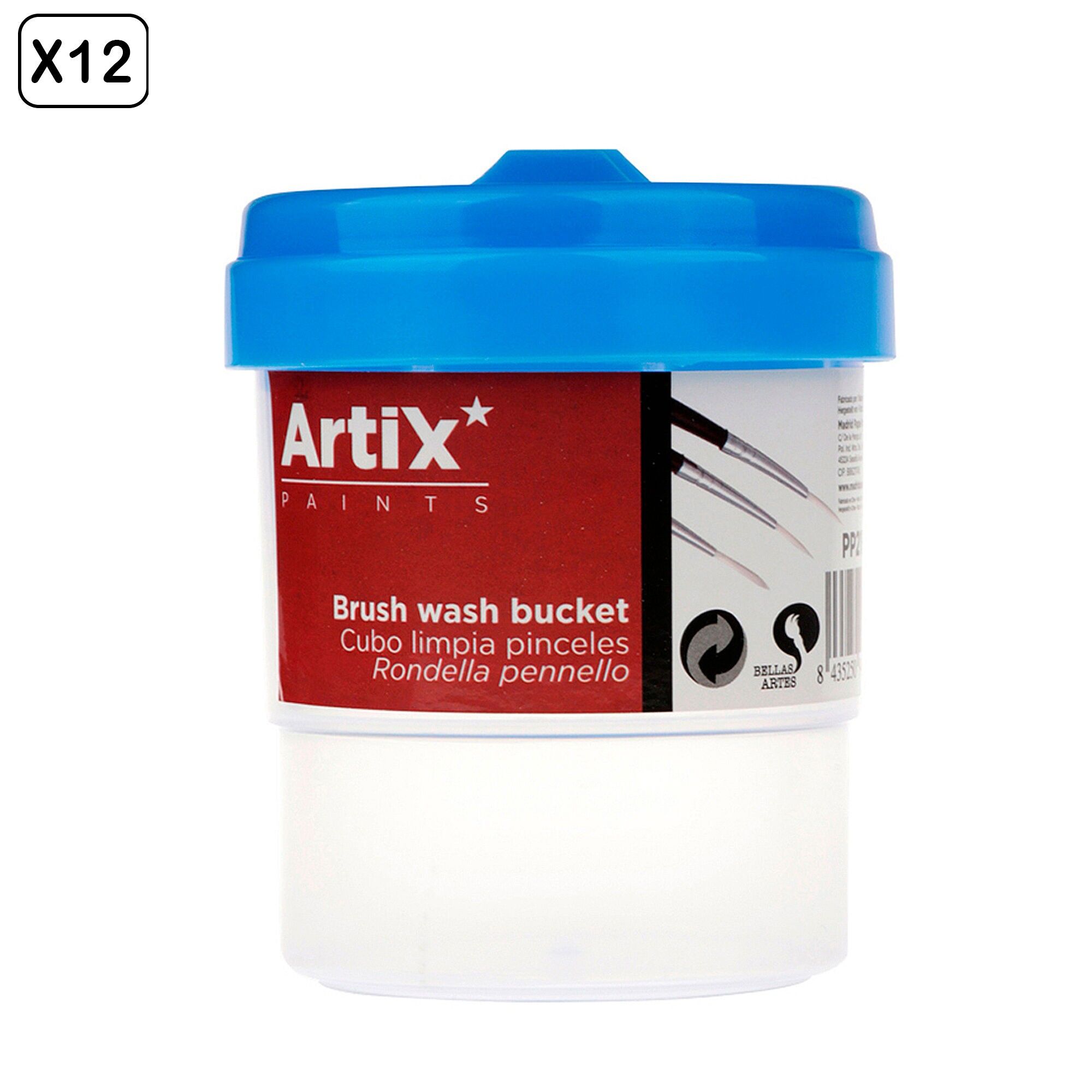 Pack 12 units.BRUSH WASHING CAN Color: White