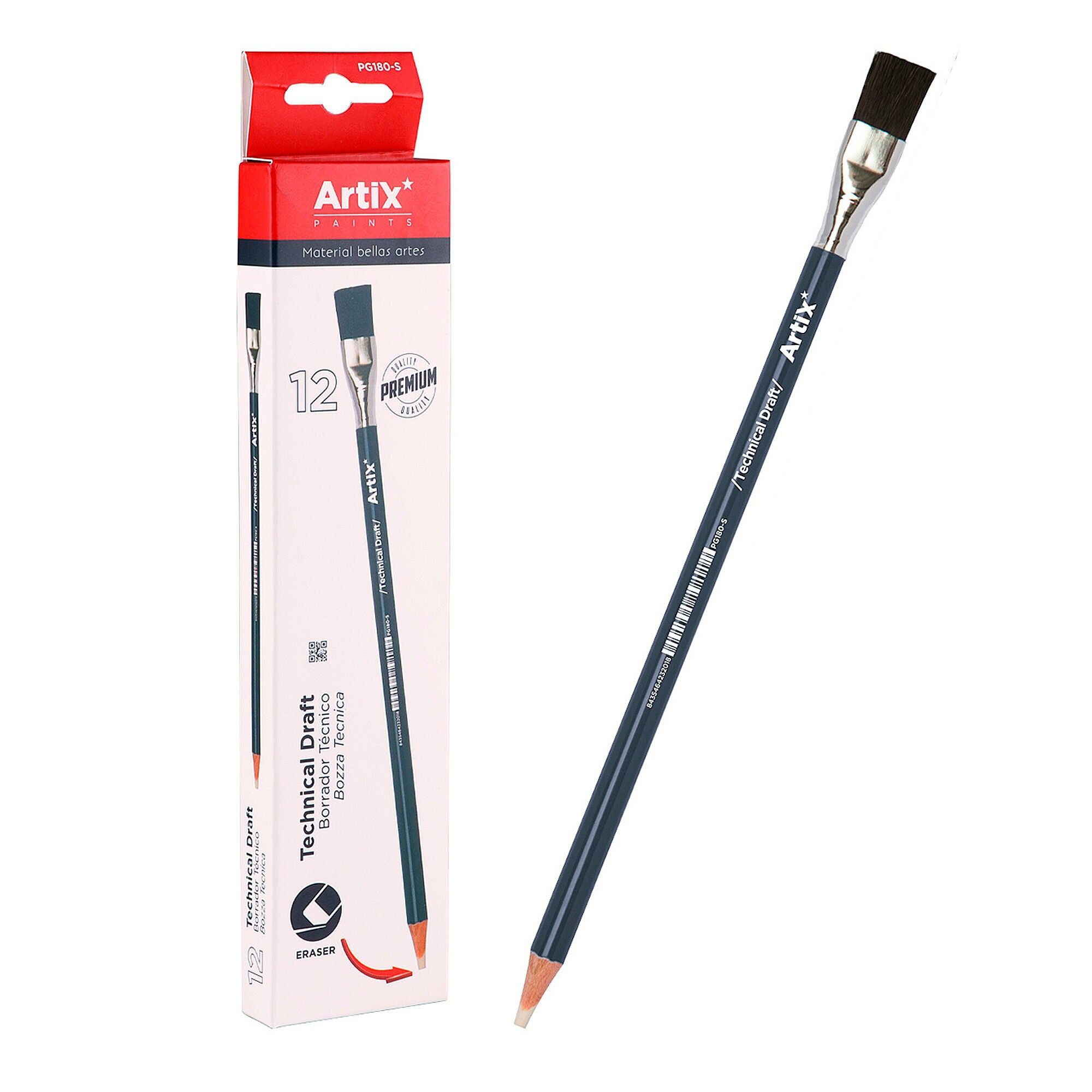 PACKUNG 12 Stk.RADIERGUMMI MIT PINSEL Farbe: Weiß