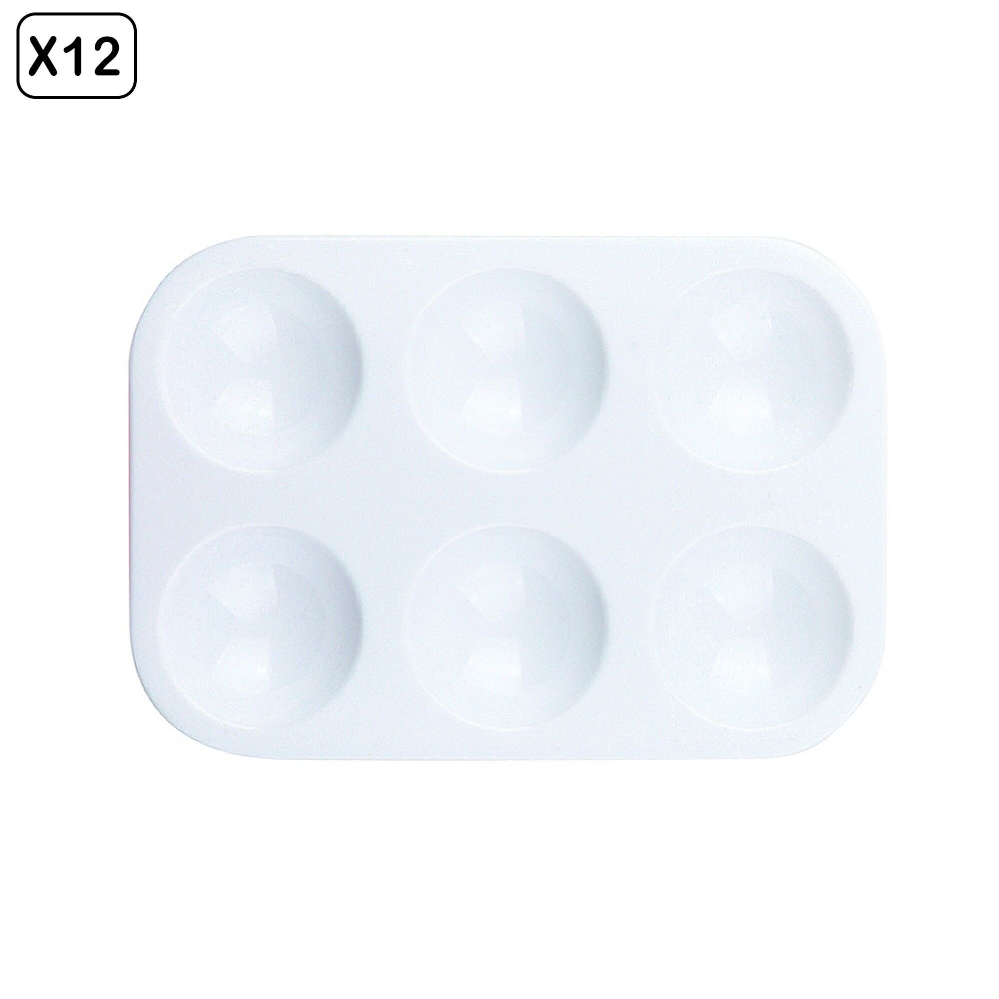 Pack de 12 unités.PALETTE 6 TROUS 19 x 13 cm Couleur : Blanc