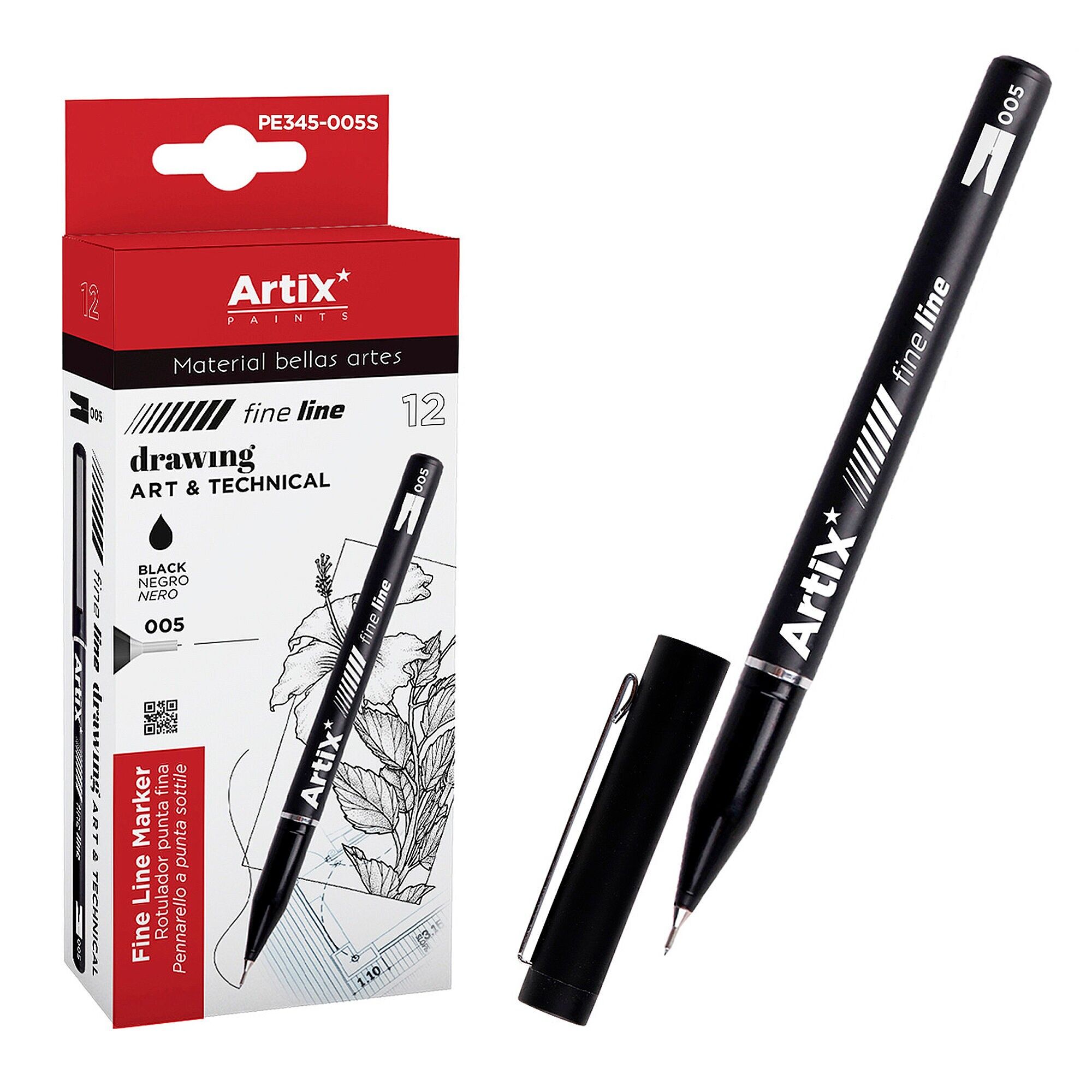 Packung mit 12 Einheiten.KALIBRIERTER MARKER 005 Farbe: Schwarz